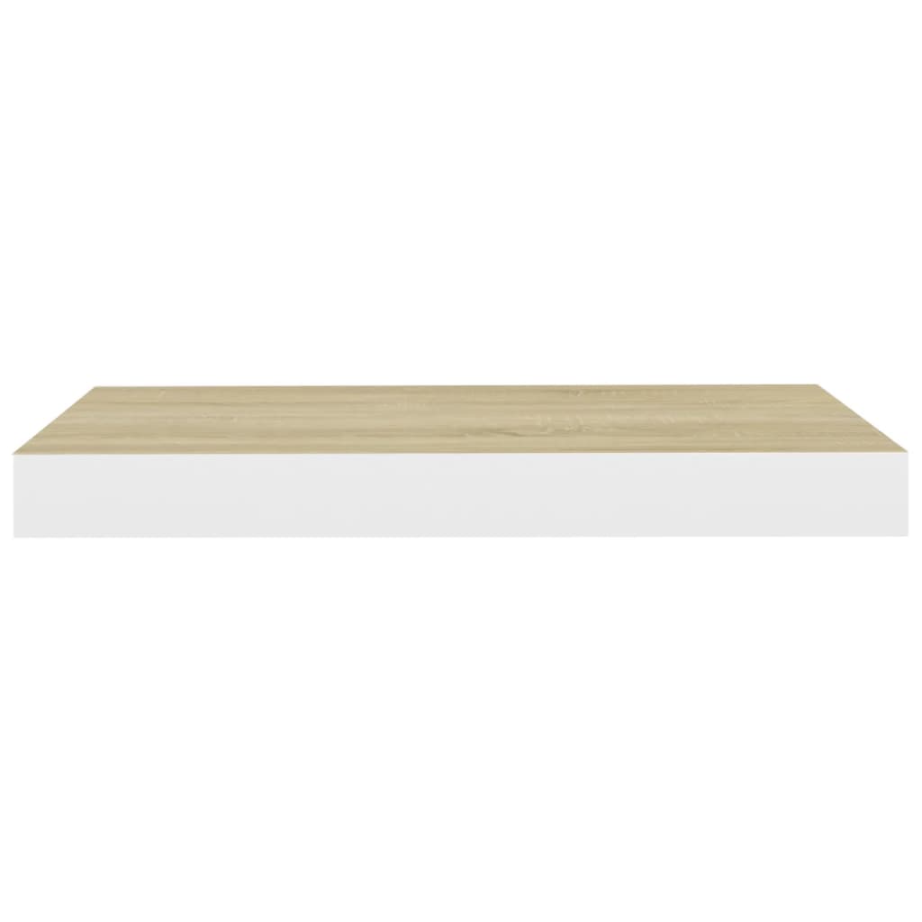 Flytende vegghylle eik og hvit 50x23x3,8 cm MDF