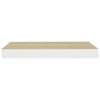 Flytende vegghylle eik og hvit 50x23x3,8 cm MDF