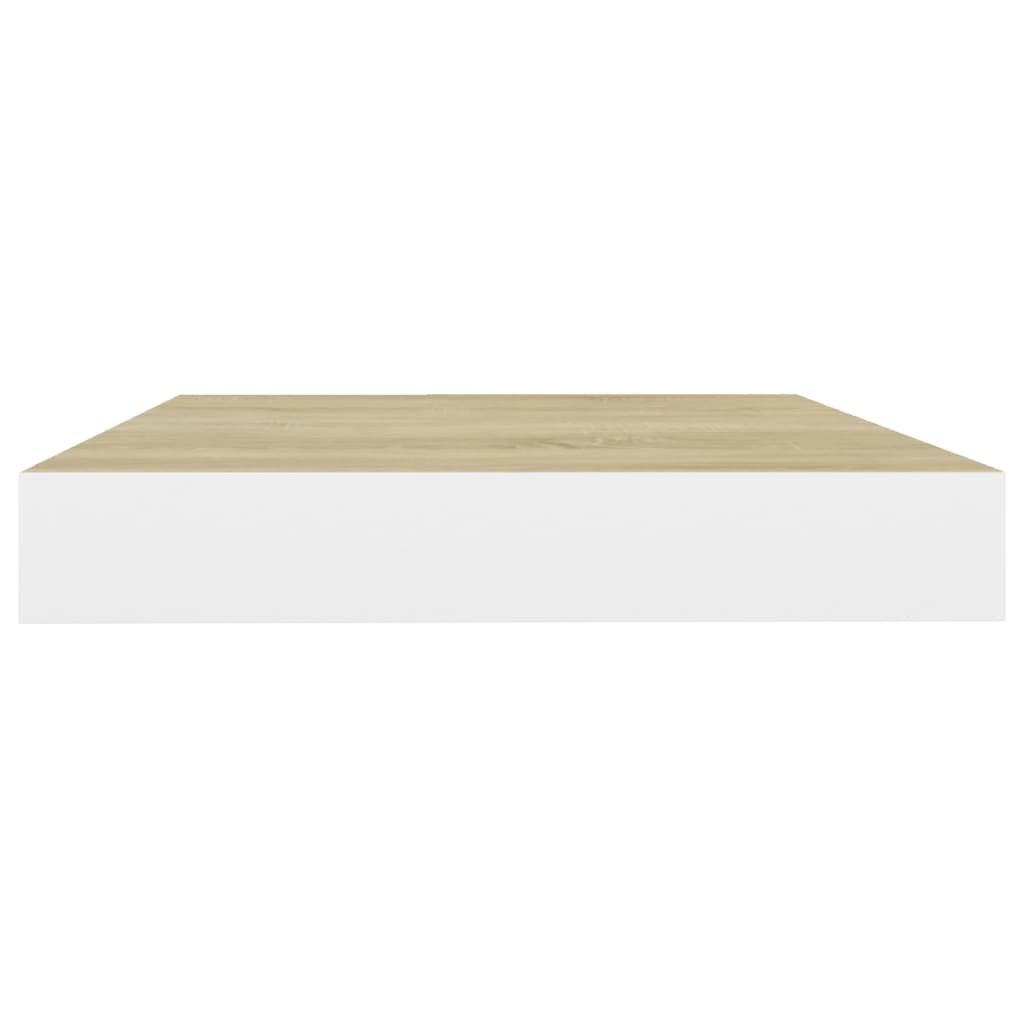 Flytende vegghylle eik og hvit 50x23x3,8 cm MDF