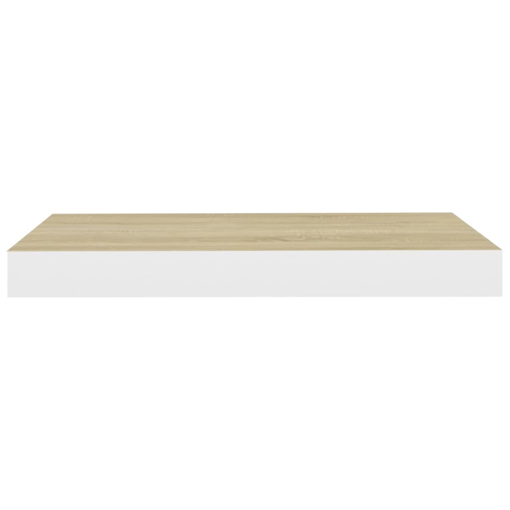 Flytende vegghyller 2 stk eik og hvit 50x23x3,8 cm MDF