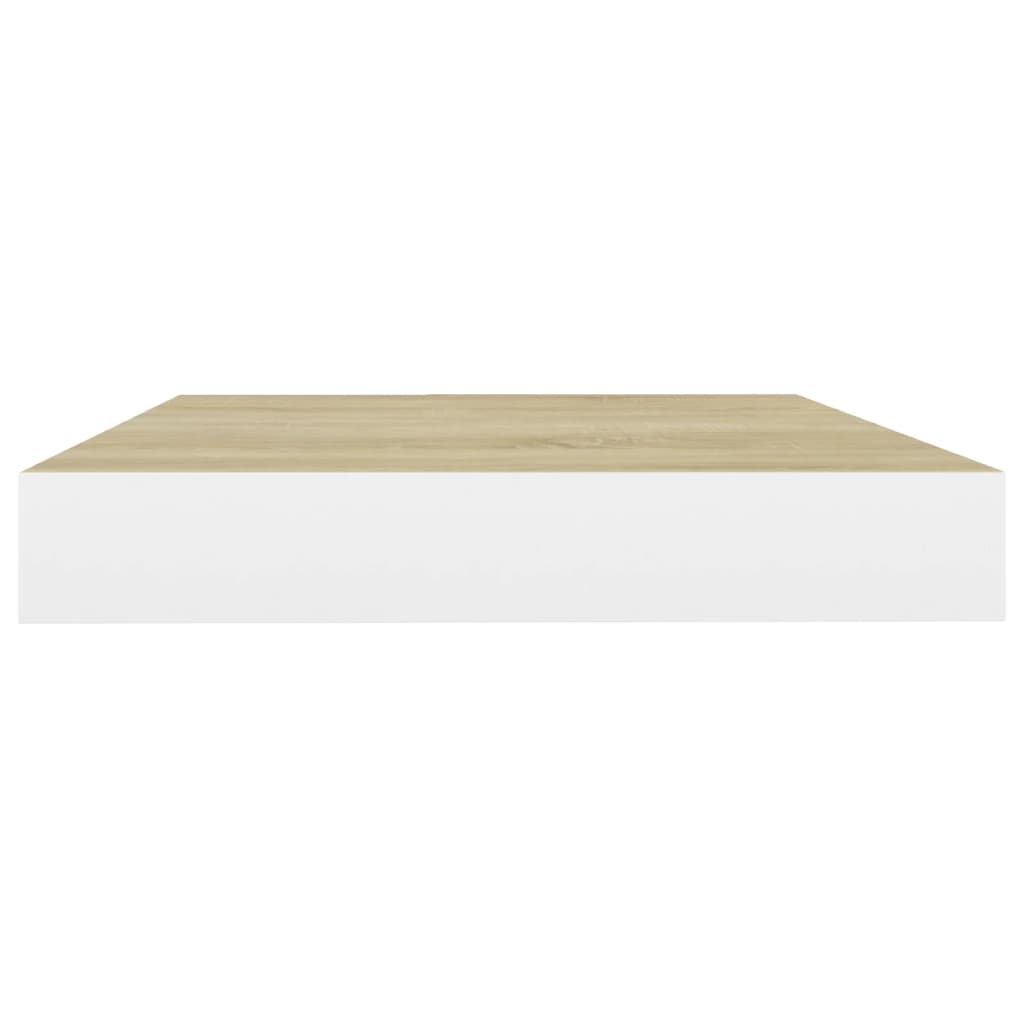 Flytende vegghyller 2 stk eik og hvit 50x23x3,8 cm MDF