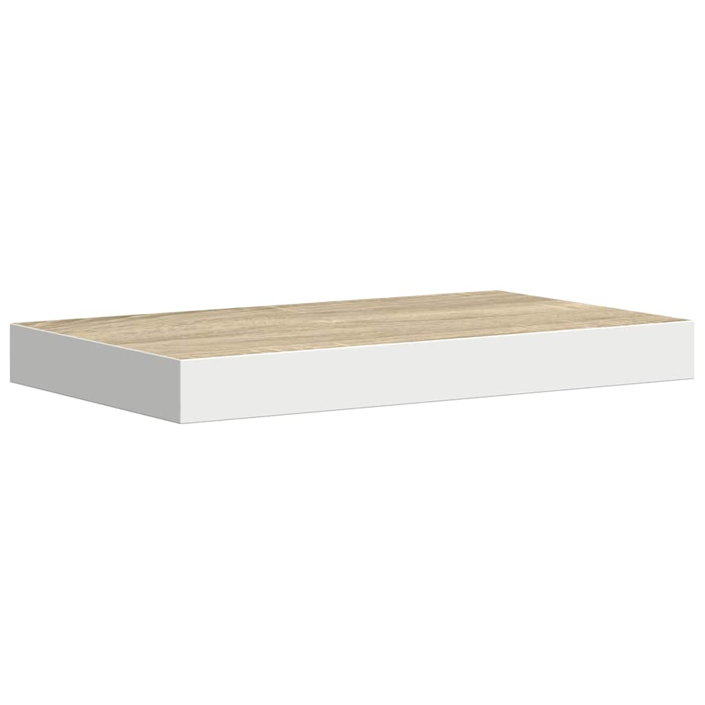 Flytende vegghyller 2 stk eik og hvit 50x23x3,8 cm MDF