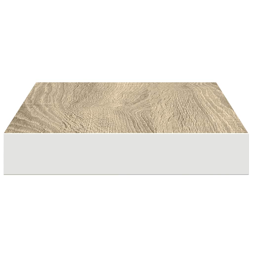 Flytende vegghyller 2 stk eik og hvit 50x23x3,8 cm MDF
