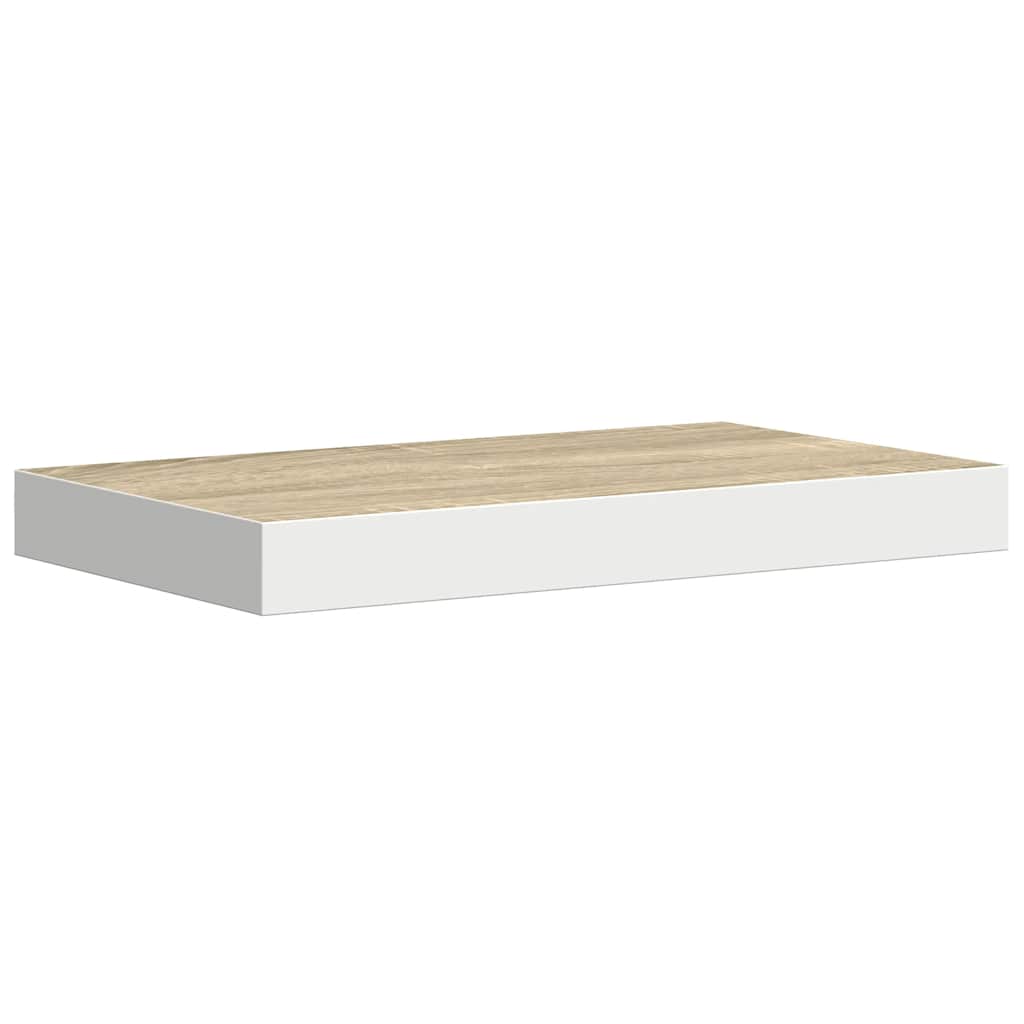 Flytende vegghyller 4 stk eik og hvit 50x23,5x3,8 cm MDF