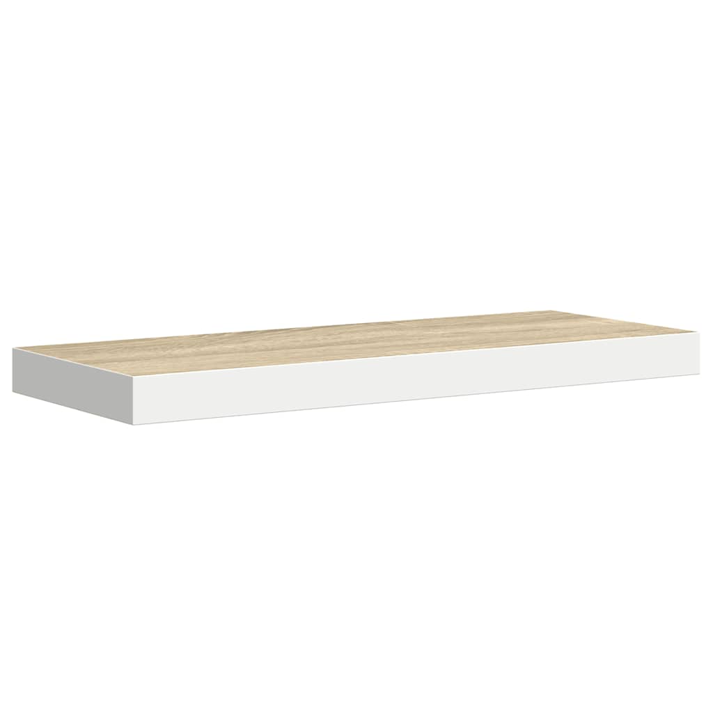 Flytende vegghylle eik og hvit 60x23,5x3,8 cm MDF