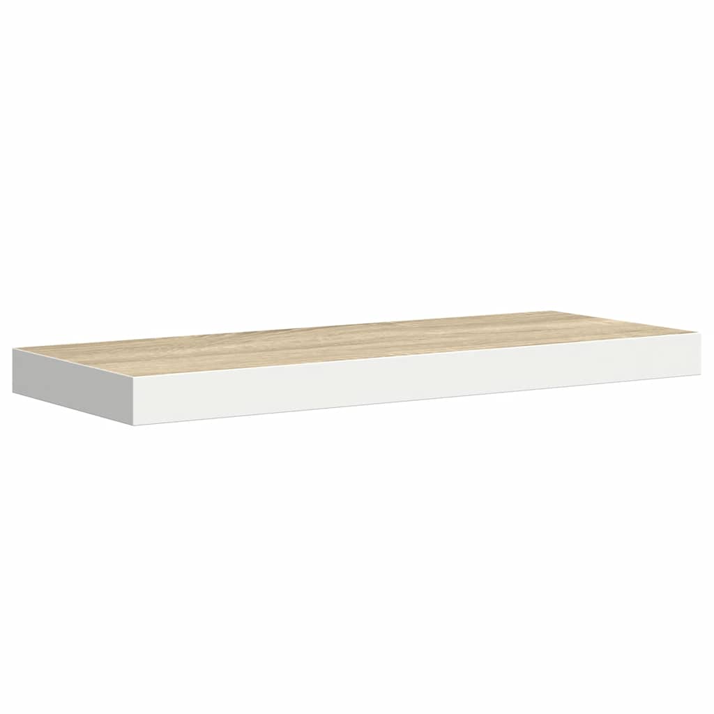 Flytende vegghyller 2 stk eik og hvit 60x23,5x3,8 cm MDF