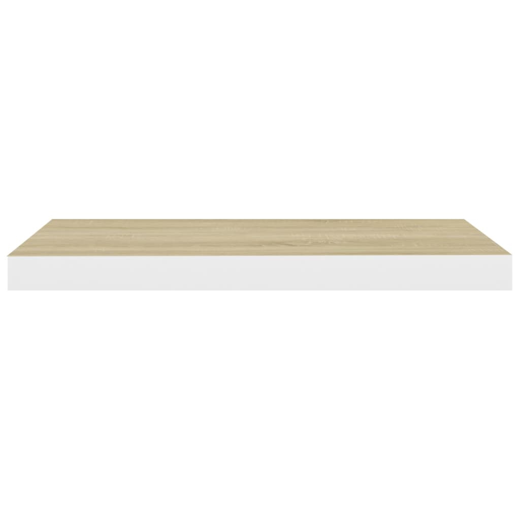 Flytende vegghyller 4 stk eik og hvit 60x23,5x3,8 cm MDF