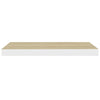 Flytende vegghyller 4 stk eik og hvit 60x23,5x3,8 cm MDF