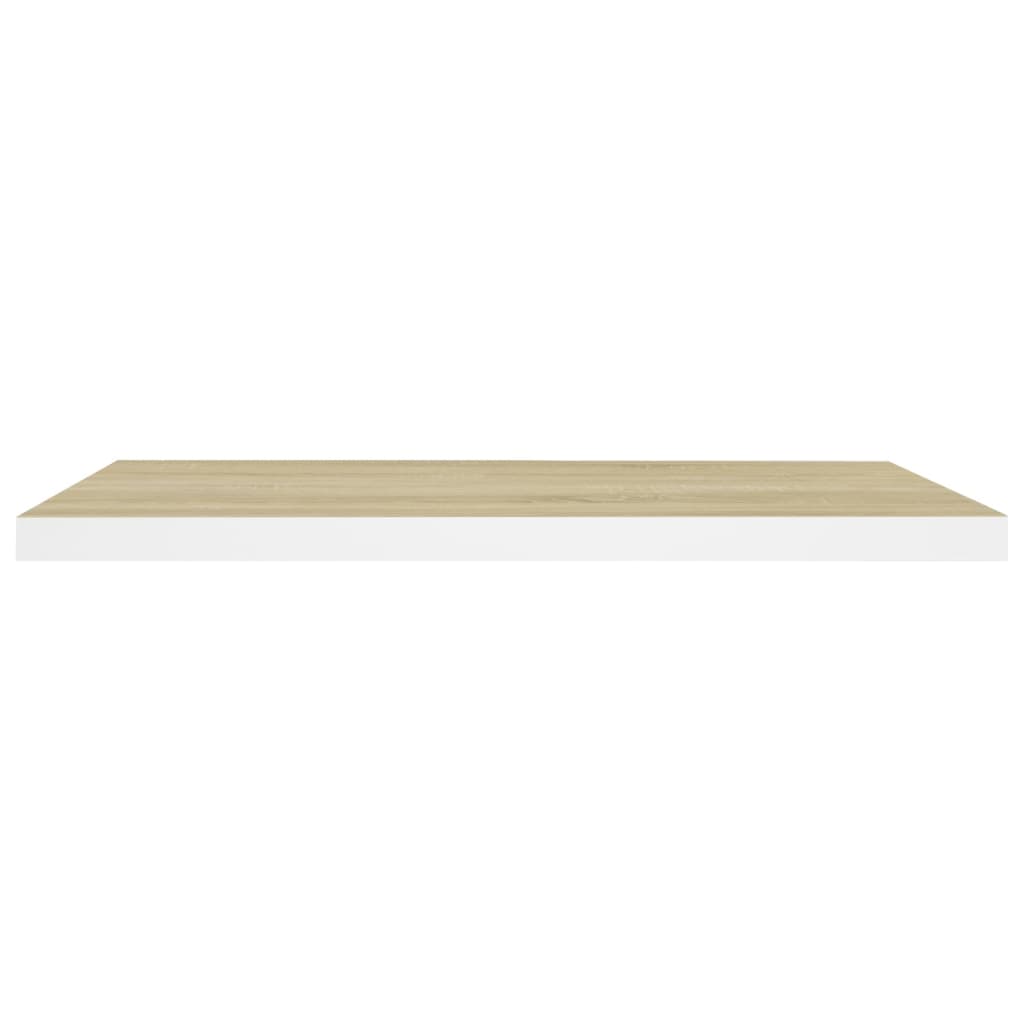 Flytende vegghylle eik og hvit 80x23,5x3,8 cm MDF