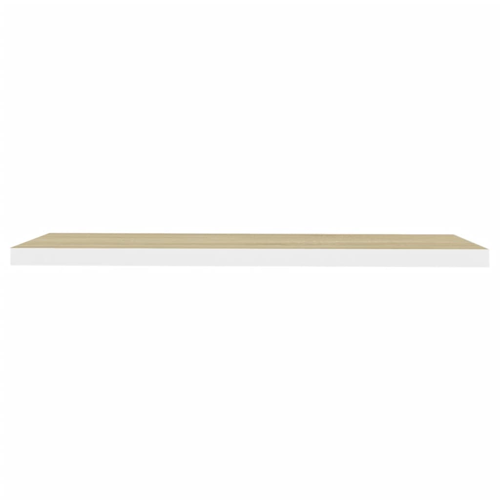 Flytende vegghylle eik og hvit 90x23,5x3,8 cm MDF