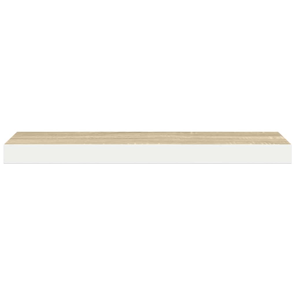 Flytende vegghylle eik og hvit 90x23,5x3,8 cm MDF