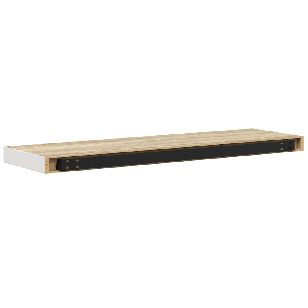 Flytende vegghylle eik og hvit 90x23,5x3,8 cm MDF
