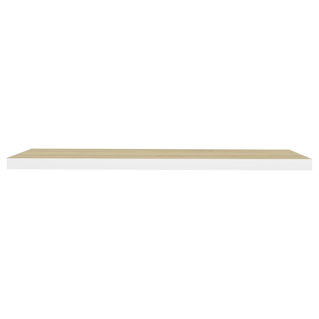 Flytende vegghyller 2 stk eik og hvit 90x23,5x3,8 cm MDF