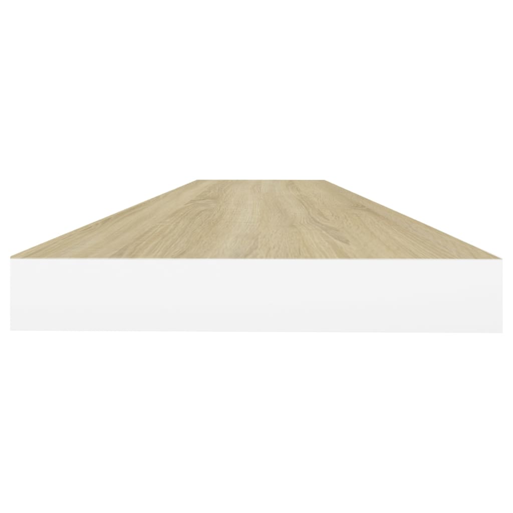 Flytende vegghyller 2 stk eik og hvit 90x23,5x3,8 cm MDF