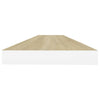 Flytende vegghyller 2 stk eik og hvit 90x23,5x3,8 cm MDF