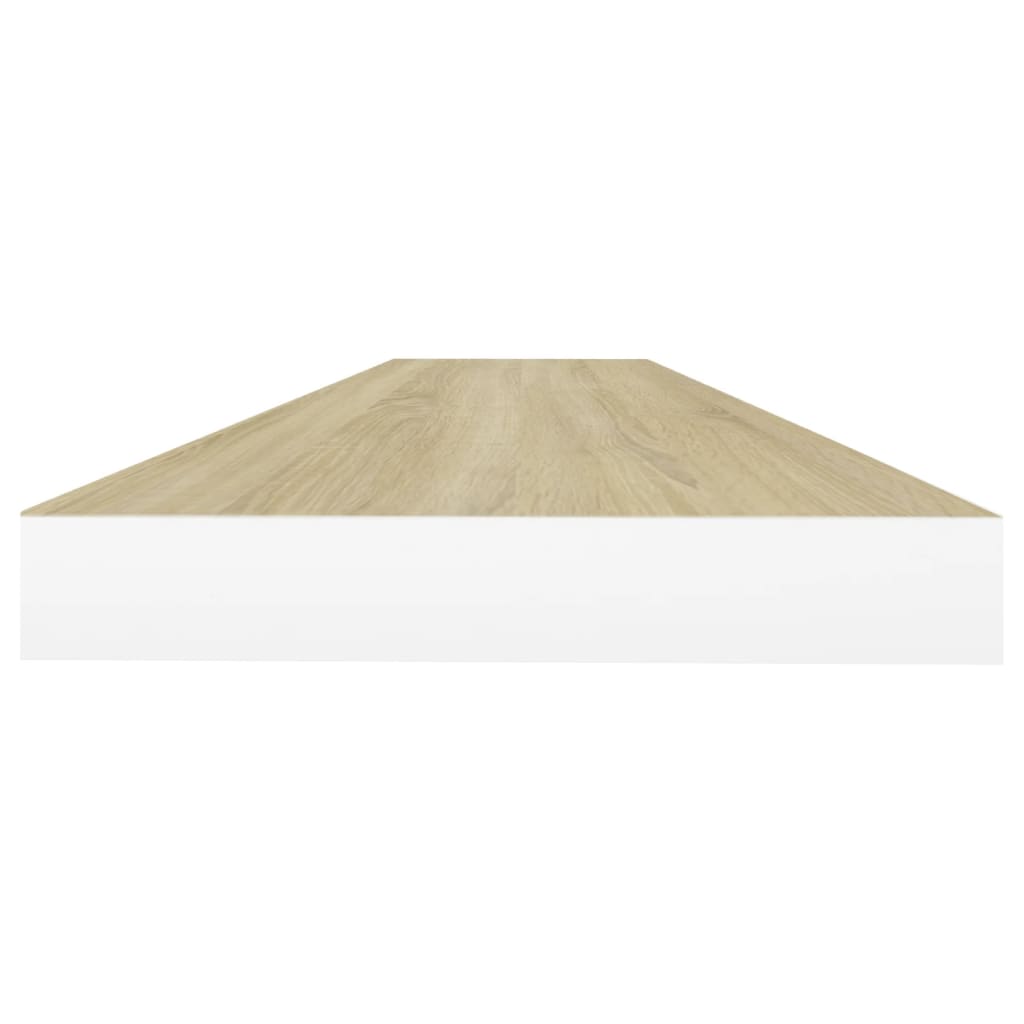 Flytende vegghyller 4 stk eik og hvit 90x23,5x3,8 cm MDF