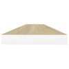 Flytende vegghyller 4 stk eik og hvit 90x23,5x3,8 cm MDF