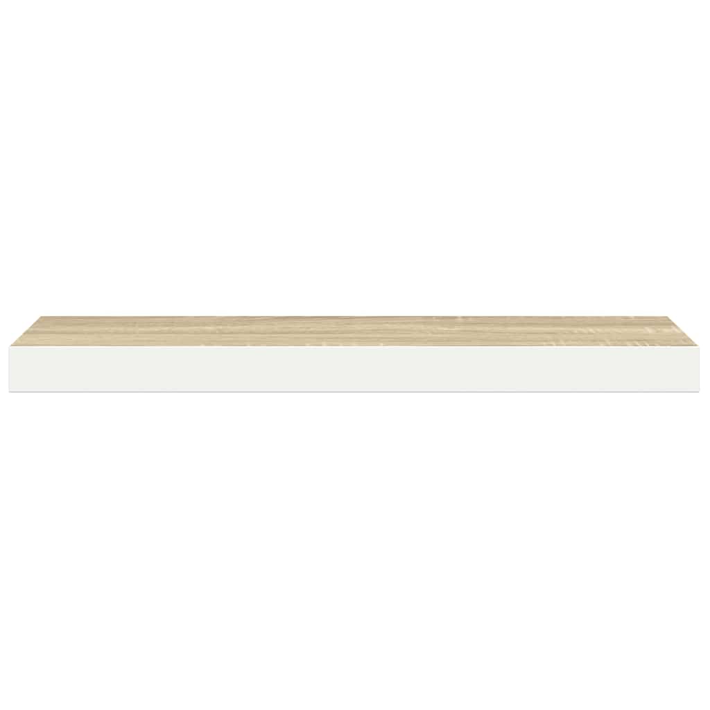 Flytende vegghylle eik og hvit 120x23,5x3,8 cm MDF vidaXL