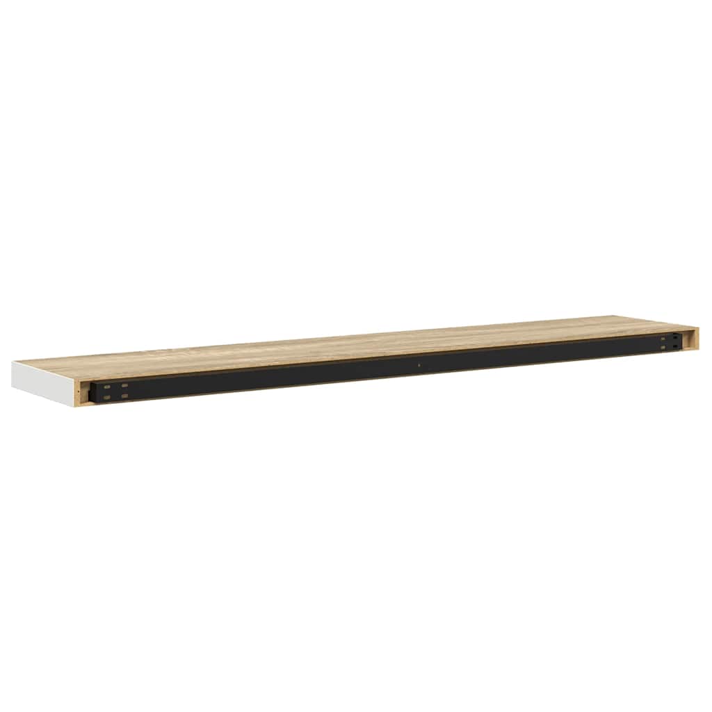 Flytende vegghylle eik og hvit 120x23,5x3,8 cm MDF vidaXL
