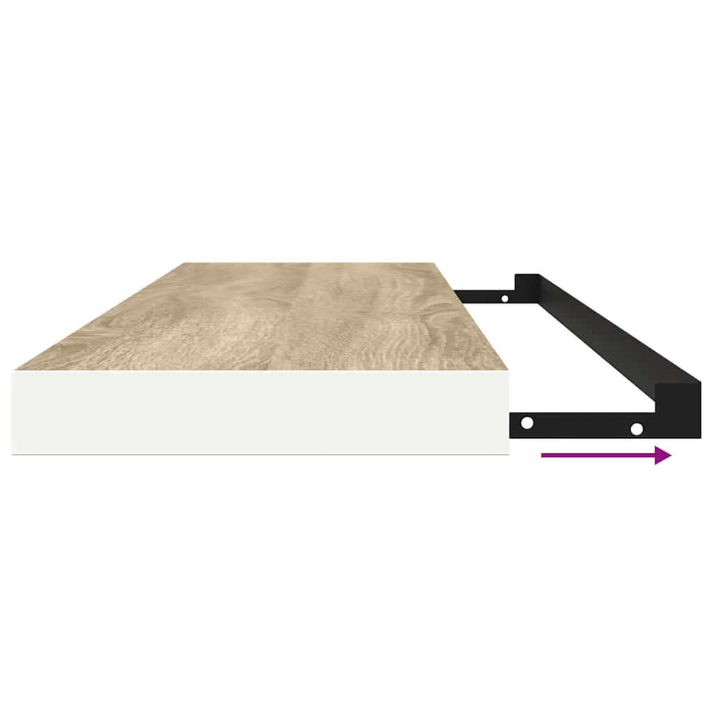 Flytende vegghylle eik og hvit 120x23,5x3,8 cm MDF vidaXL