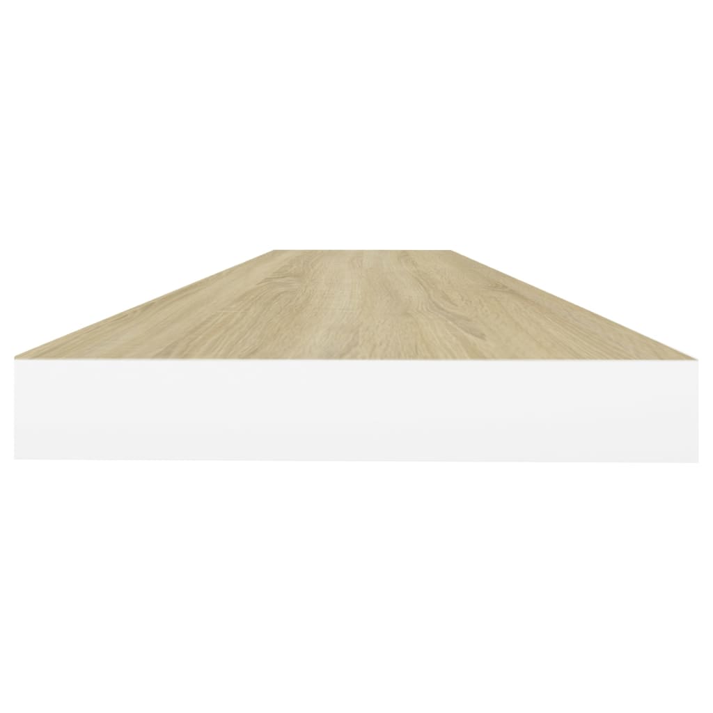 Flytende vegghyller 2 stk eik og hvit 120x23,5x3,8 cm MDF