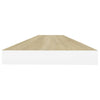 Flytende vegghyller 2 stk eik og hvit 120x23,5x3,8 cm MDF