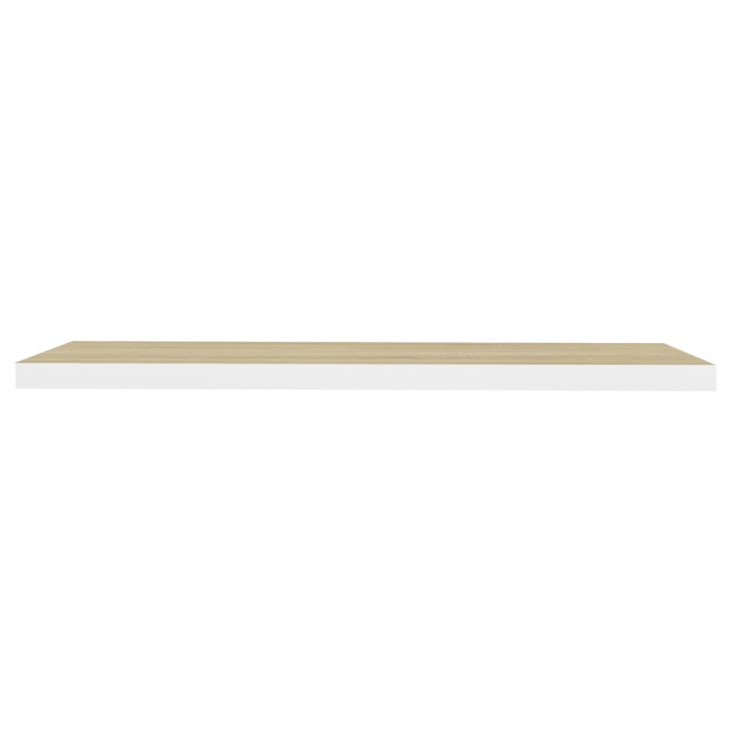 Flytende vegghyller 2 stk eik og hvit 120x23,5x3,8 cm MDF