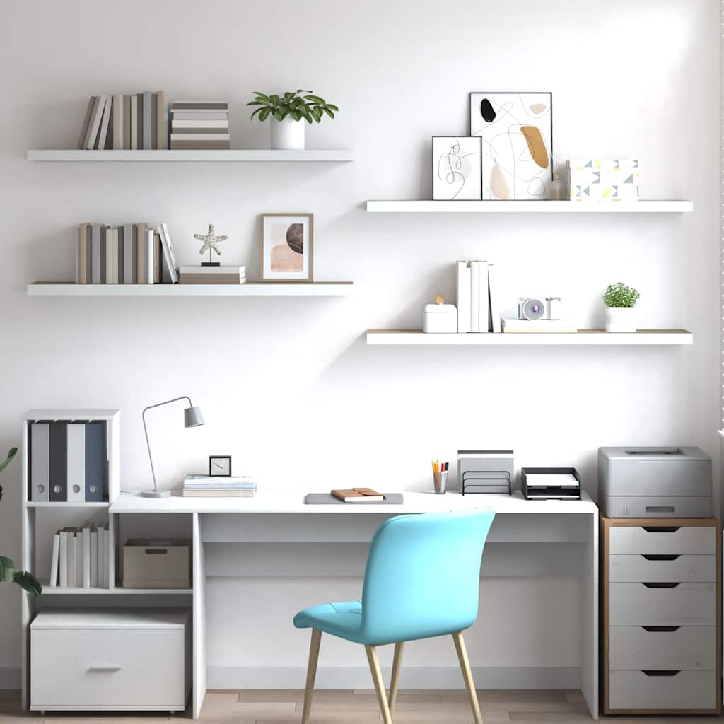 Flytende vegghyller 4 stk eik og hvit 120x23,5x3,8 cm MDF vidaXL