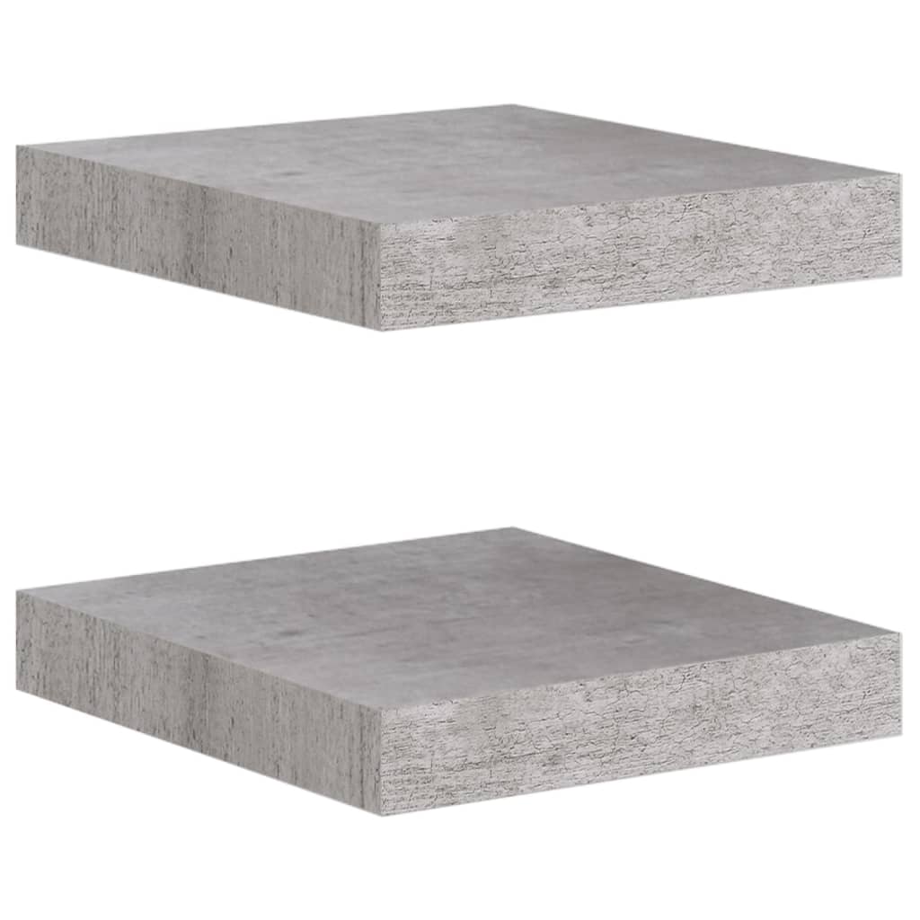 Flytende vegghyller 2 stk betonggrå 23x23,5x3,8 cm MDF