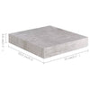 Flytende vegghyller 4 stk betonggrå 23x23,5x3,8 cm MDF