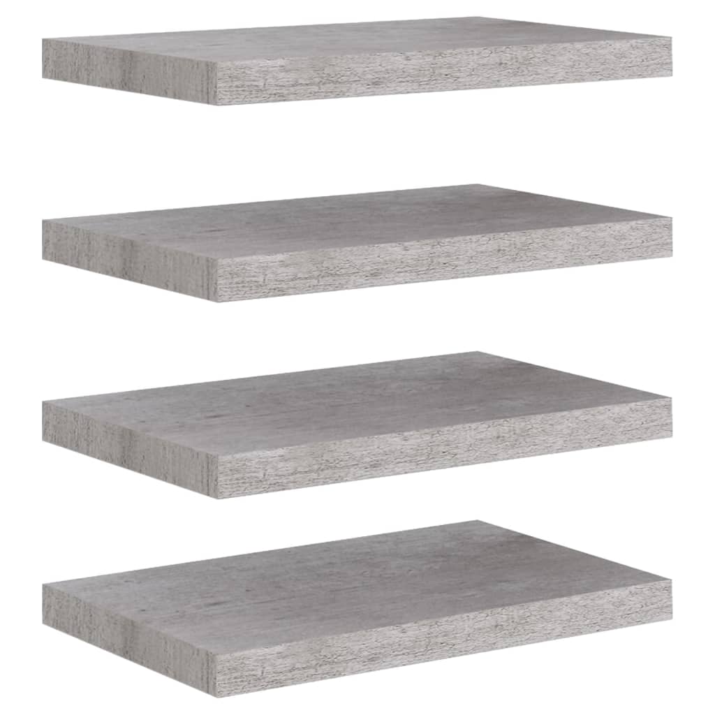 Flytende vegghyller 4 stk betonggrå 50x23x3,8 cm MDF