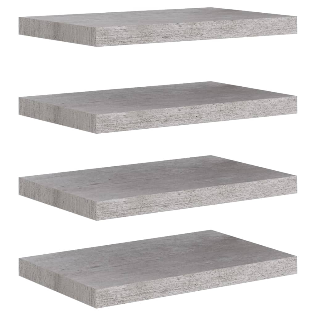 Flytende vegghyller 4 stk betonggrå 50x23,5x3,8 cm MDF