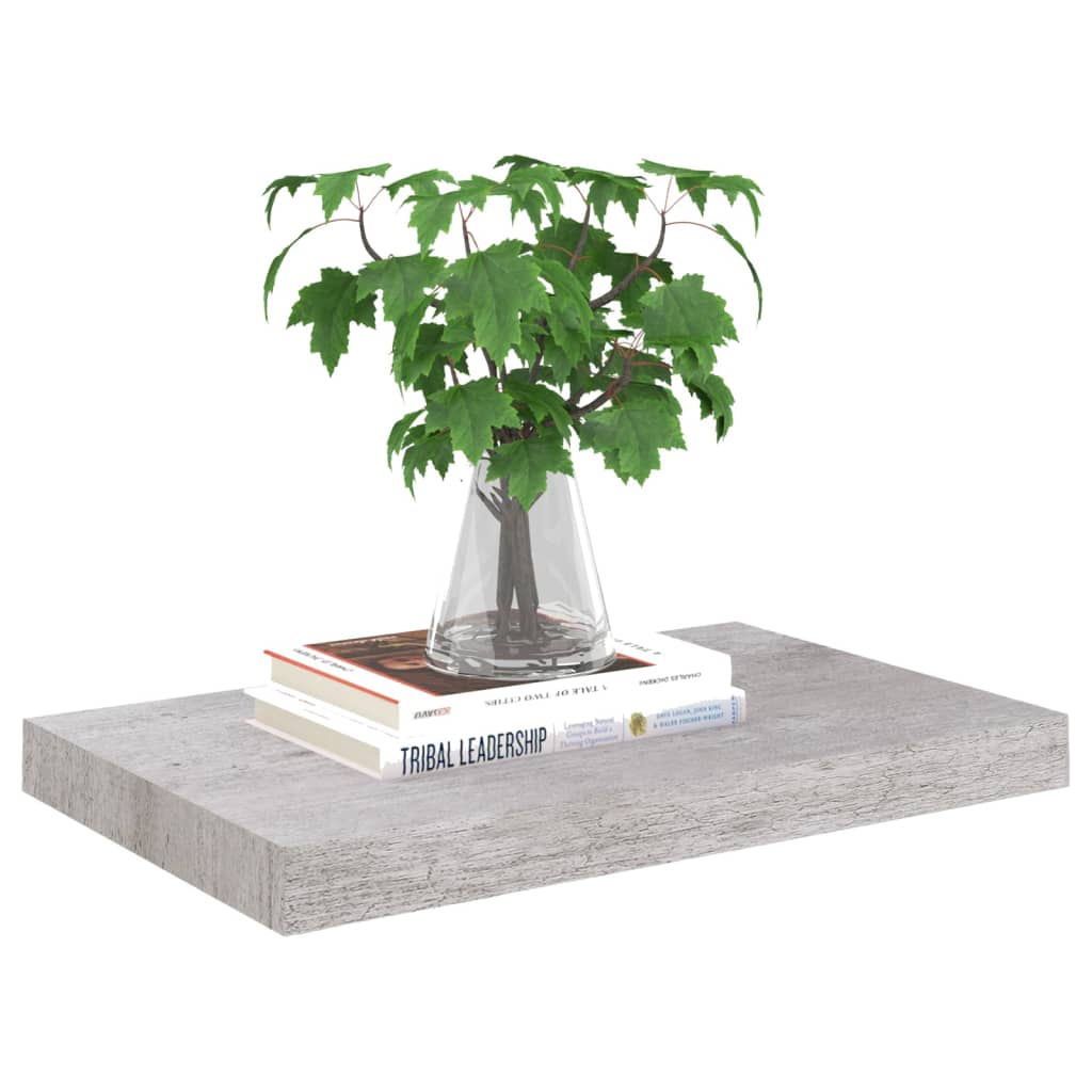 Flytende vegghyller 4 stk betonggrå 50x23,5x3,8 cm MDF