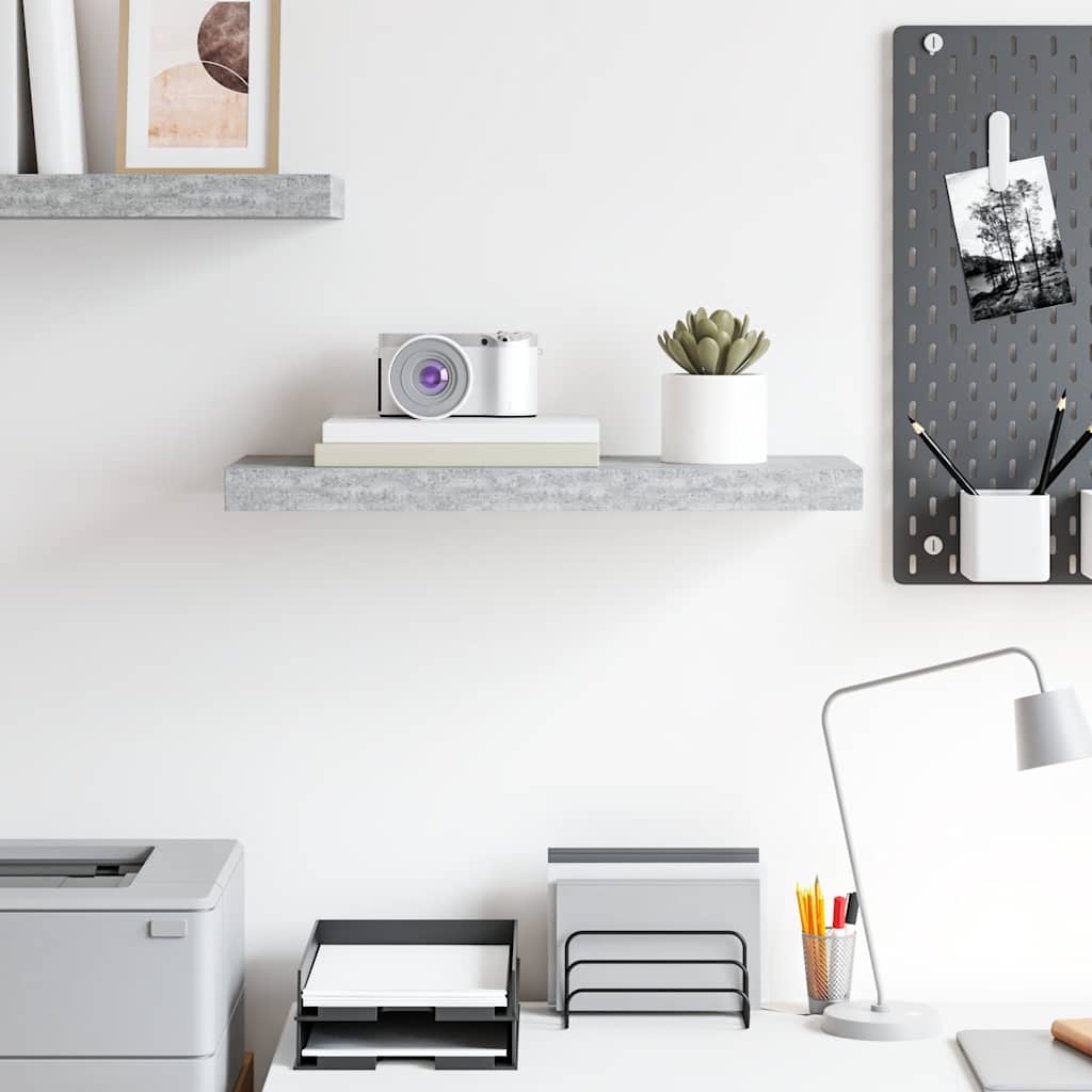 Flytende vegghylle betonggrå 60x23,5x3,8 cm MDF