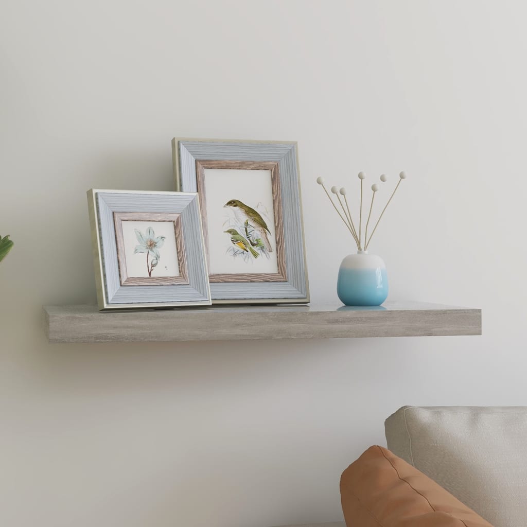Flytende vegghylle betonggrå 60x23,5x3,8 cm MDF