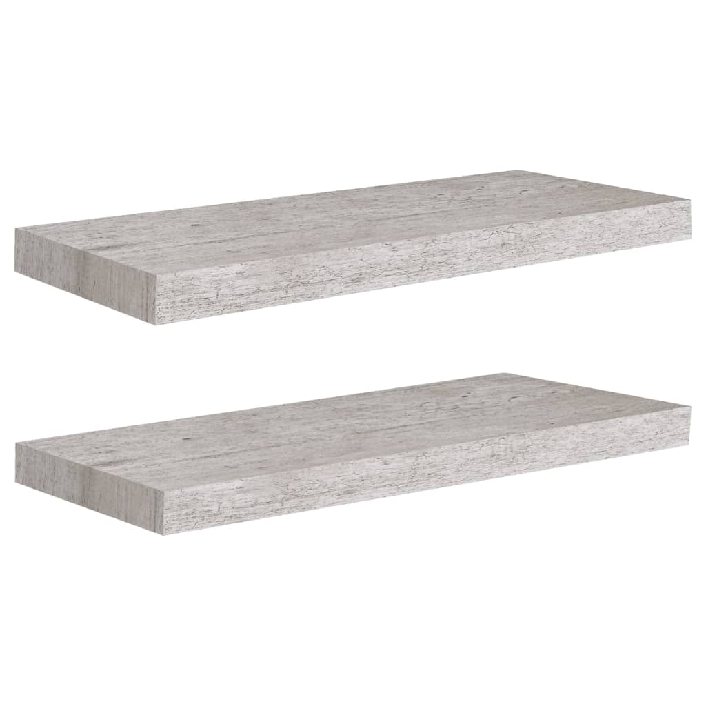 Flytende vegghyller 2 stk betonggrå 60x23,5x3,8 cm MDF