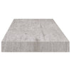 Flytende vegghyller 2 stk betonggrå 60x23,5x3,8 cm MDF