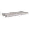 Flytende vegghyller 2 stk betonggrå 60x23,5x3,8 cm MDF