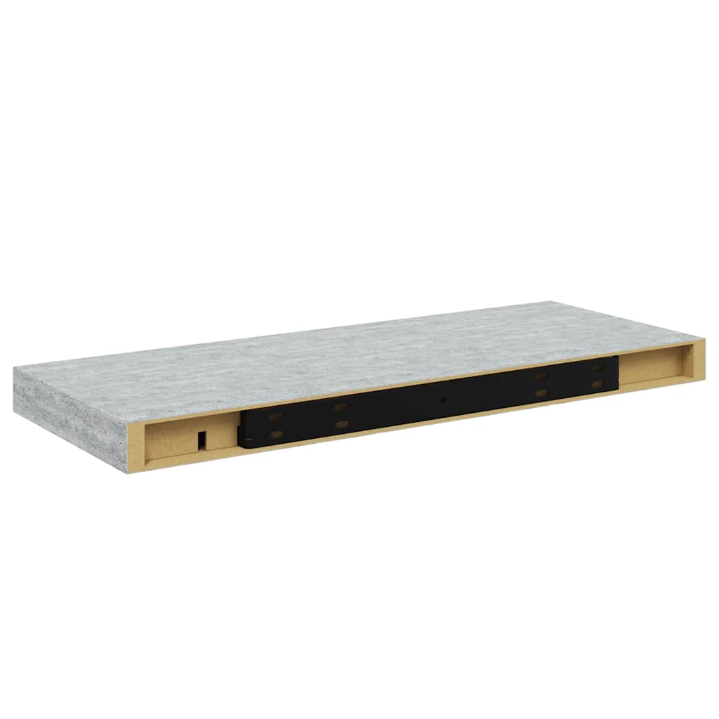 Flytende vegghyller 2 stk betonggrå 60x23,5x3,8 cm MDF