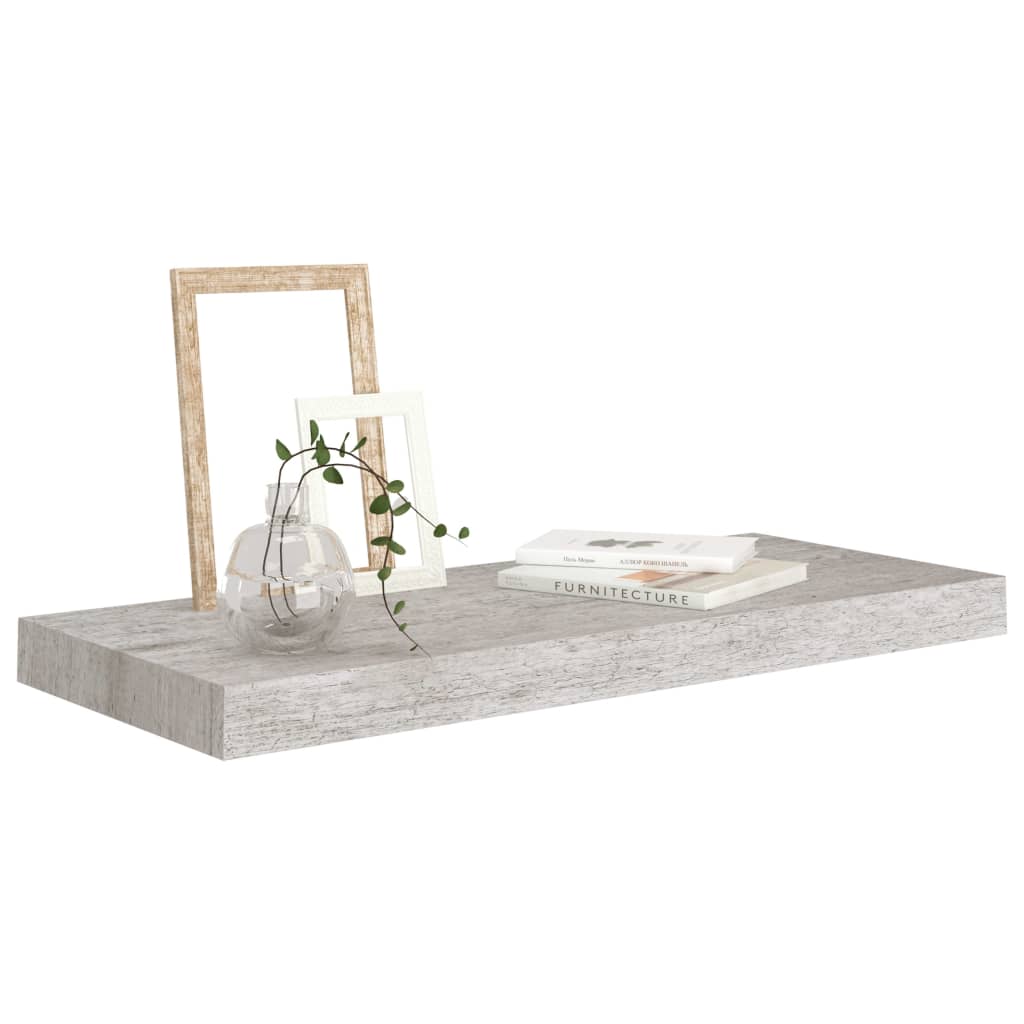 Flytende vegghyller 4 stk betonggrå 60x23,5x3,8 cm MDF