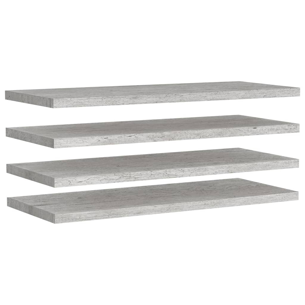 Flytende vegghyller 4 stk betonggrå 90x23,5x3,8 cm MDF