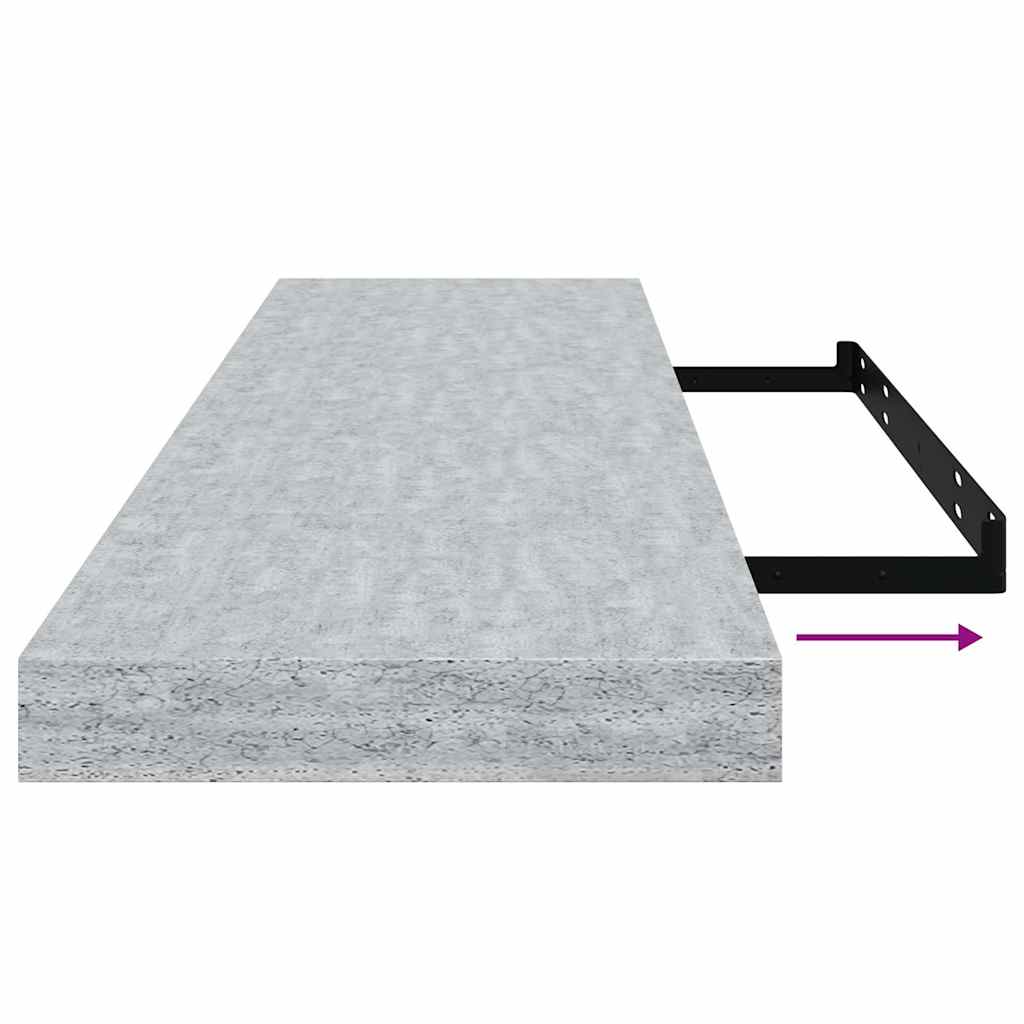 Flytende vegghyller 4 stk betonggrå 90x23,5x3,8 cm MDF
