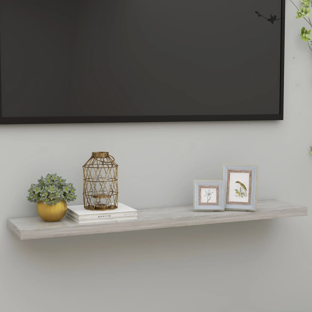 Flytende vegghylle betonggrå 120x23,5x3,8 cm MDF