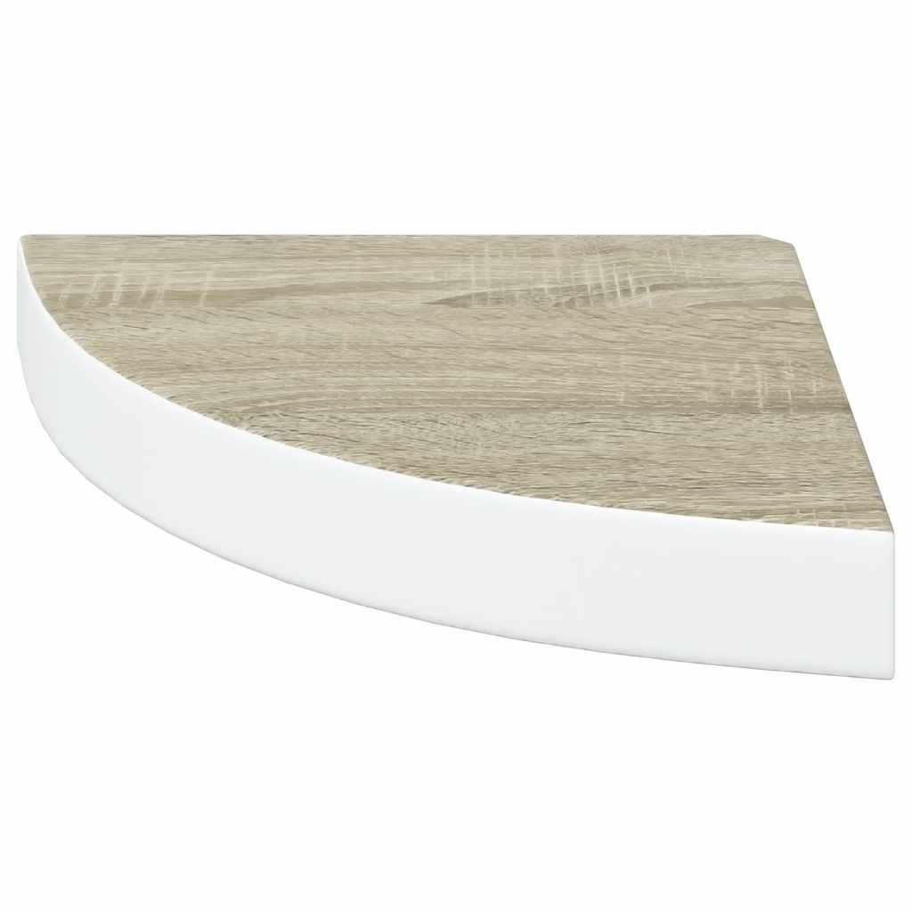 Hjørnehyller vegghengt 4 stk eik og hvit 25x25x3,8 cm MDF