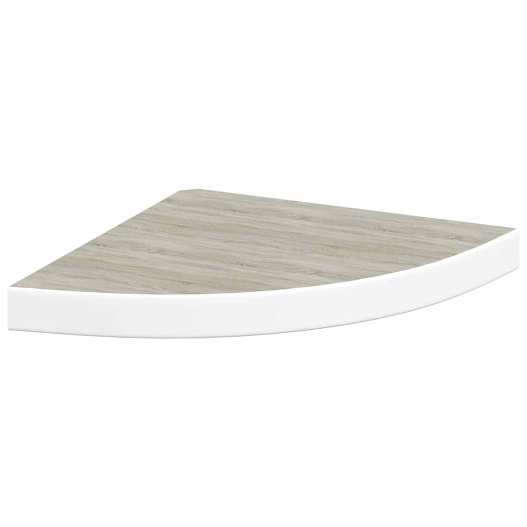 Hjørnehyller vegghengt 2 stk eik og hvit 35x35x3,8 cm MDF