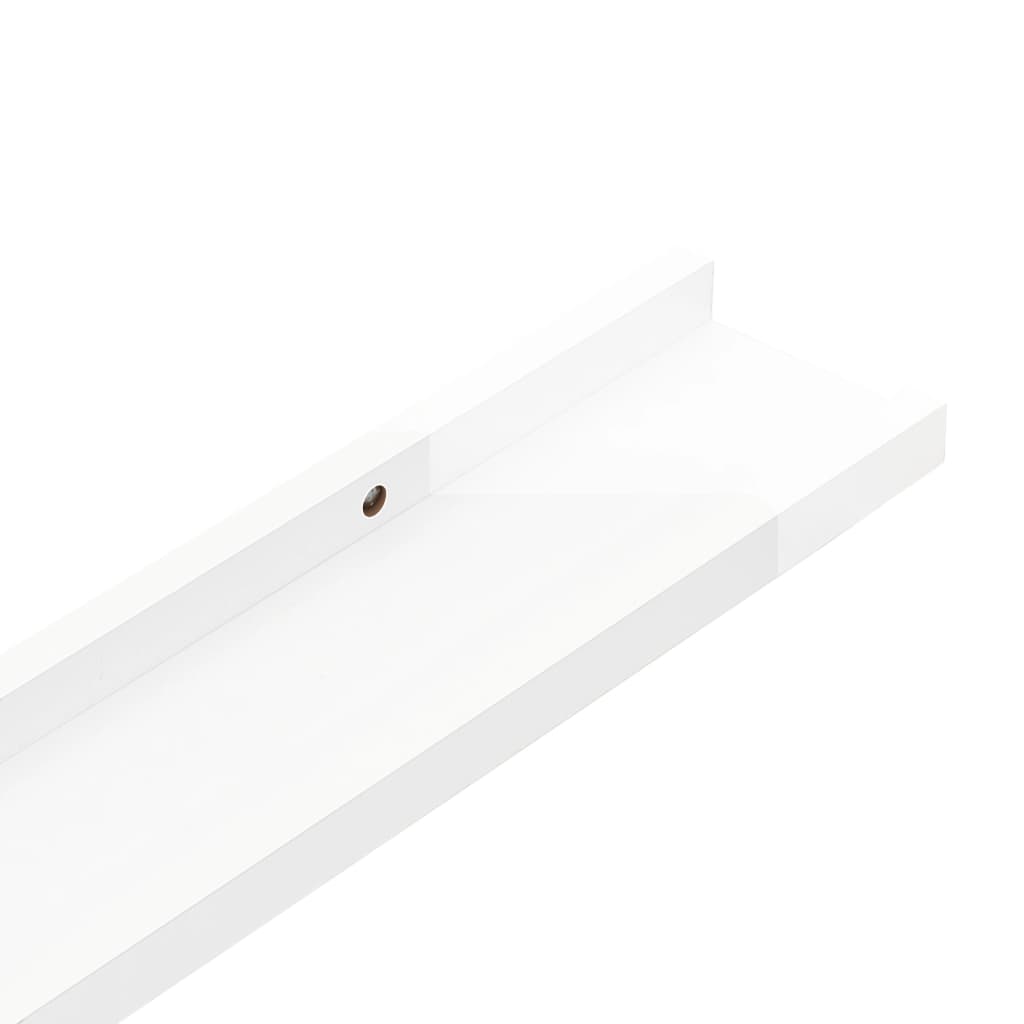 Vegghyller 4 stk høyglans hvit 115x9x3 cm