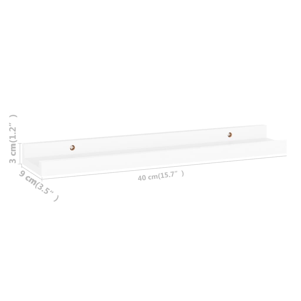 Vegghyller 4 stk hvit 40x9x3 cm