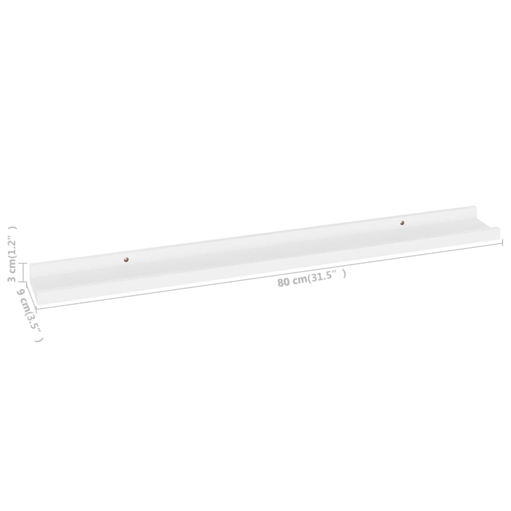 Vegghyller 4 stk hvit 80x9x3 cm