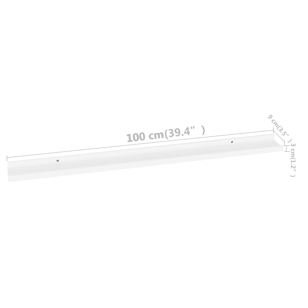 Vegghyller 4 stk hvit 100x9x3 cm