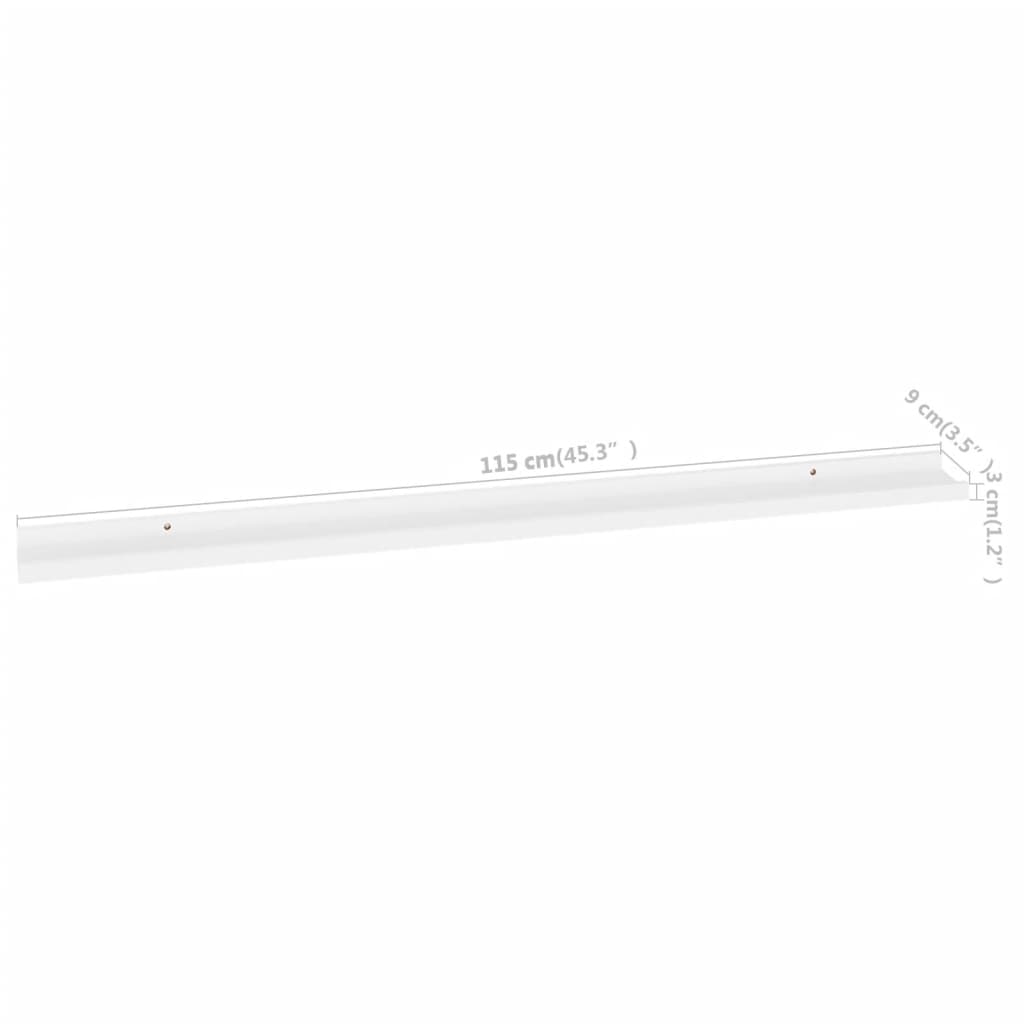 Vegghyller 4 stk hvit 115x9x3 cm